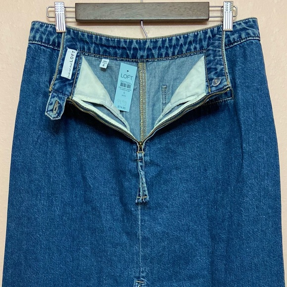 LOFT Petite Denim Patch Pocket Midi Skirt - Picture 9 of 9